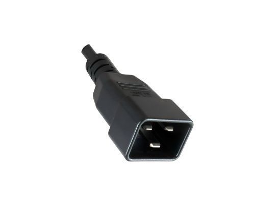 Cold device cable C19 to C20, 1,5mm², 16A, extension, VDE, black, length 1,00m